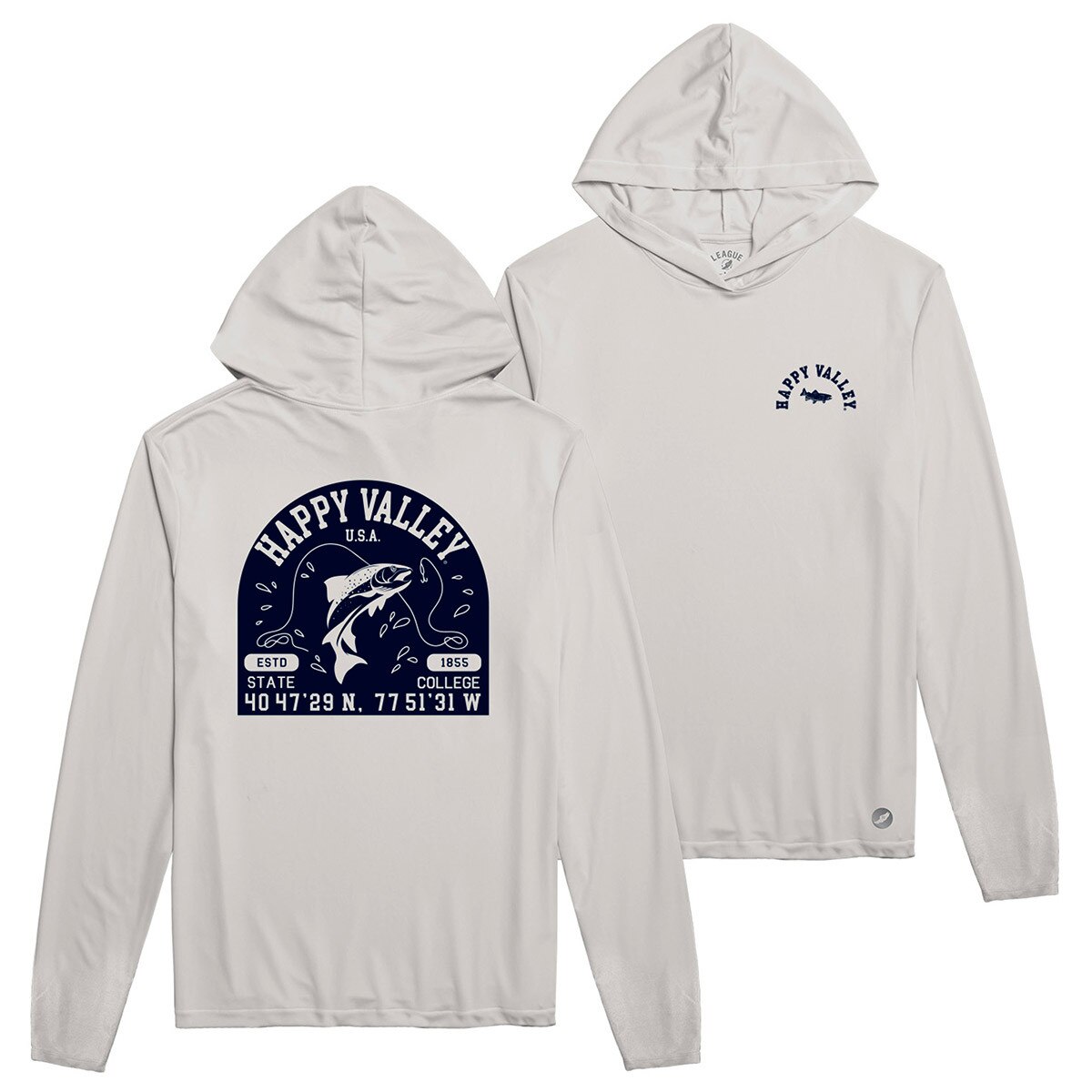 gray long sleeve hooded performance t-shirt Happy Valley Fly Fishing